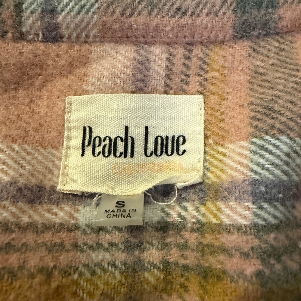 Peach Love California Plaid Button-Down Shirt Peach and Gray - Picture 7 of 10